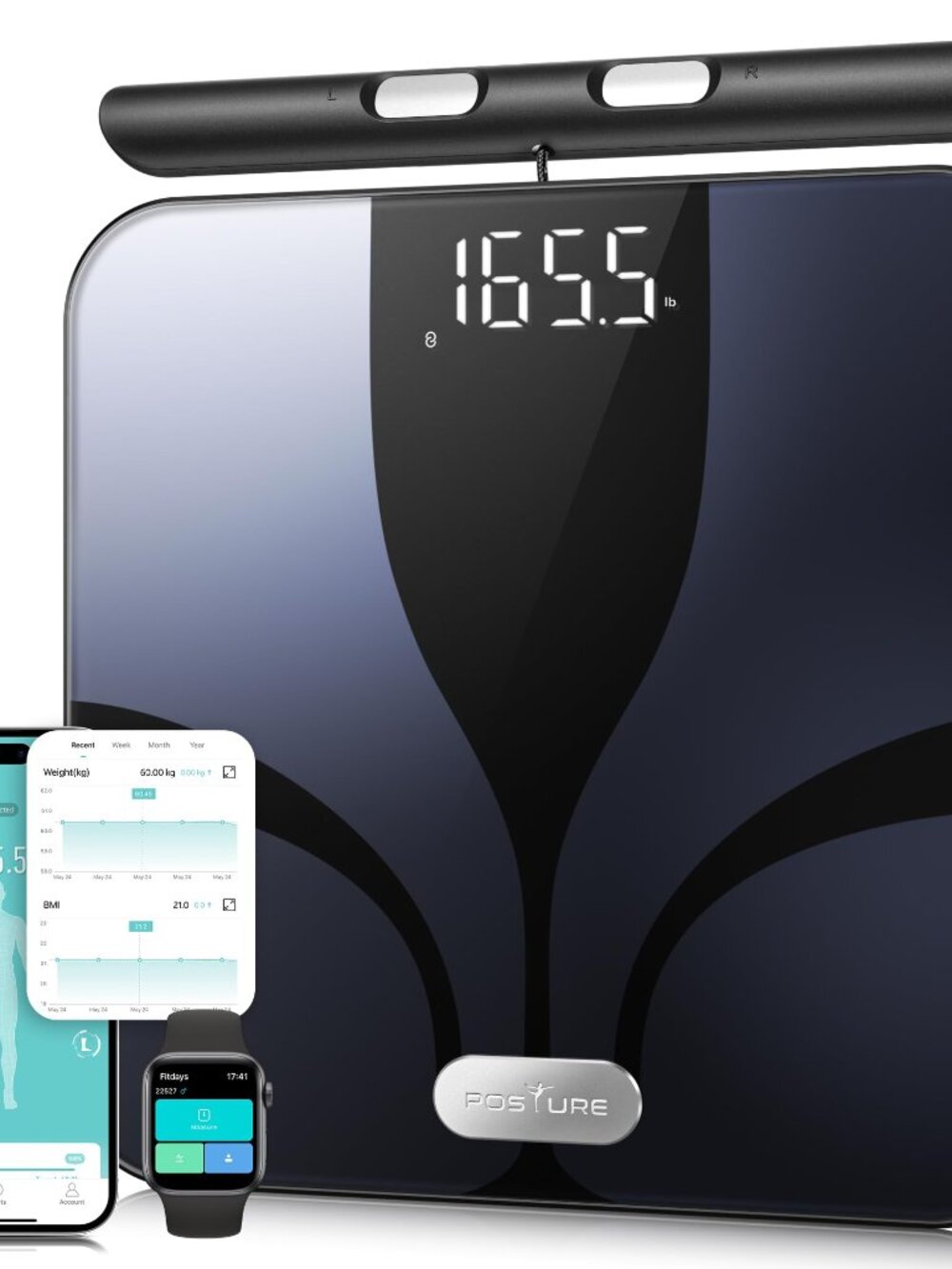 NEW Posture Scale for Body Weight and Fat Smart Digital Bathroom BMI Weighing 8